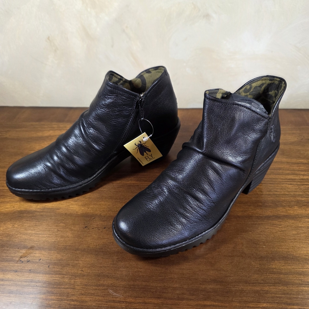 FLY London Wezo Women's Ankle Boots Mousse Black Ankle Boots 8.5 39